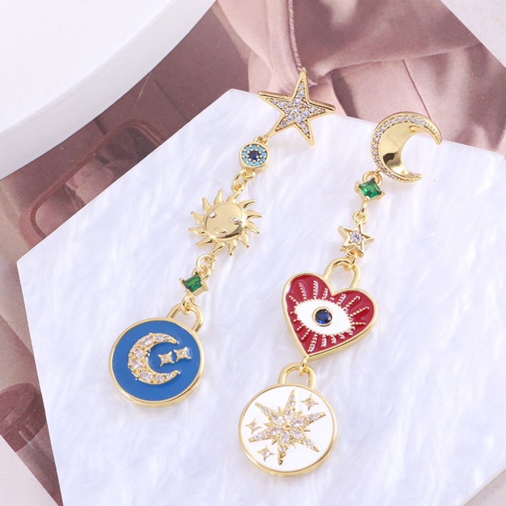 Kate Spade Enamel Star and Moon Asymmetrical Earrings